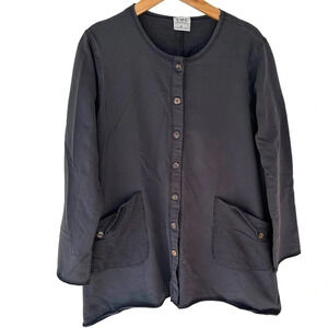 Color me cotton‎ M gray minimalist button down jacket with pockets